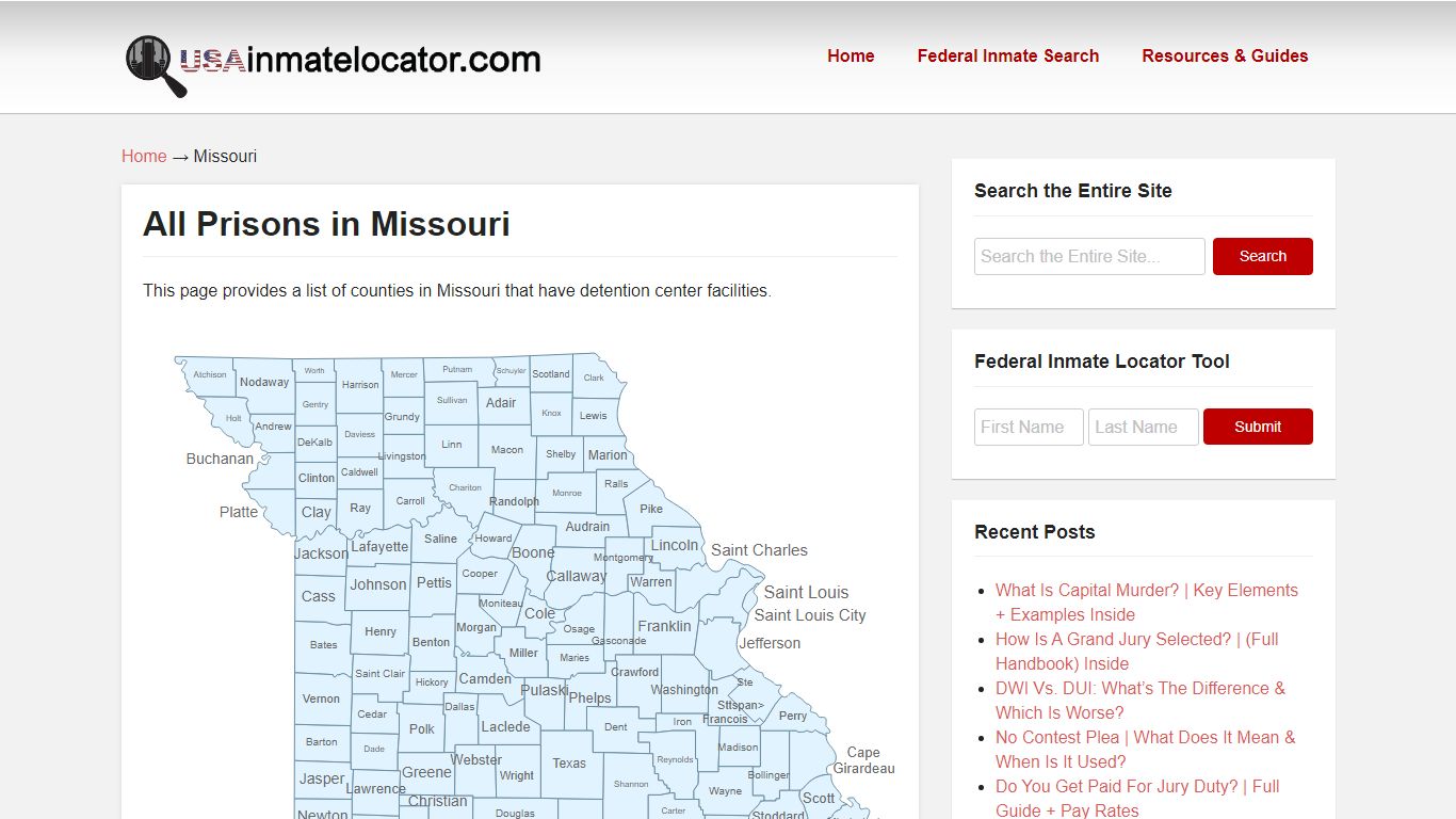 Missouri Prisons & Jails Directory &124; USA Inmate Locator